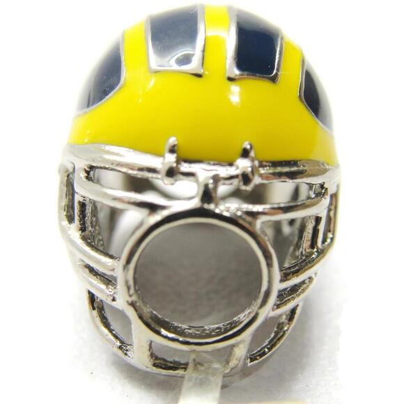 U of M University of Michigan Wolverine Football Helmet Bead Charm Blue & Yellow - Picture 3 of 11